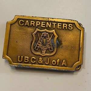 Vintage Carpenters Brass Belt Buckle United Brotherhood of Carpenters & Joiners